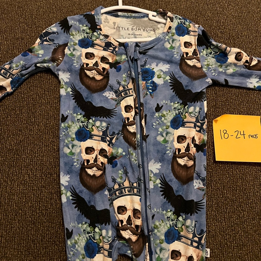 Little Bum Bums Blue Skull Print Kids Pajamas
